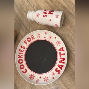 Santa Cookies and Milk Plate and Bottle